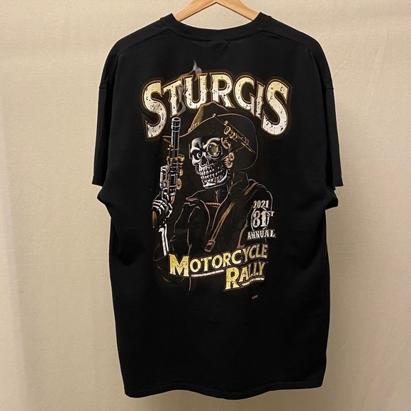 Sturgis 2021 Motorcycle Rally T Shirt Mens Size XL Skull Skeleton Cowboy 81st - Picture 9 of 9